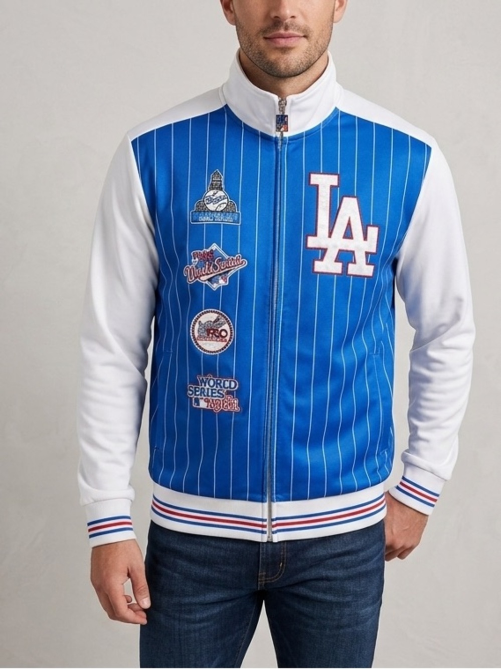 Majestic Cooperstown‎ Los Angeles Dodgers Pinstripe Track Jacker Size Small